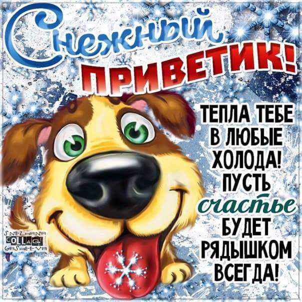 Снежный зимний привет открытка